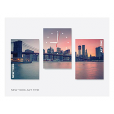Картина из 3х модулей с часами New-York-art-time
